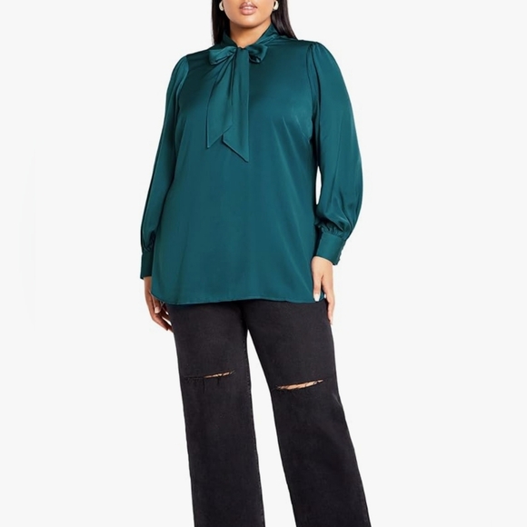 City Chic Plus Top in Awe Size XXL/24 color: teal - Picture 1 of 10